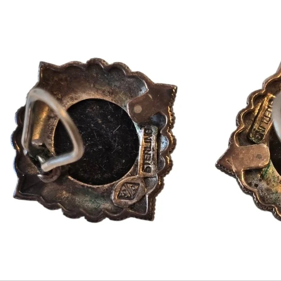 Judith Jack Black Onyx Marcasite Sterling Silver Vintage Clip Earrings